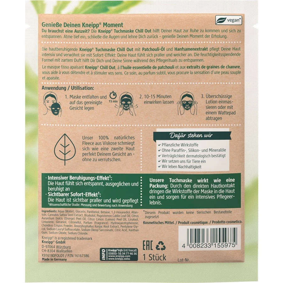 Produit Cosmétique Masque Tissu Chill Out De Kneipp 2 Produit Cosmétique Masque Tissu Chill Out De Kneipp – Image 2